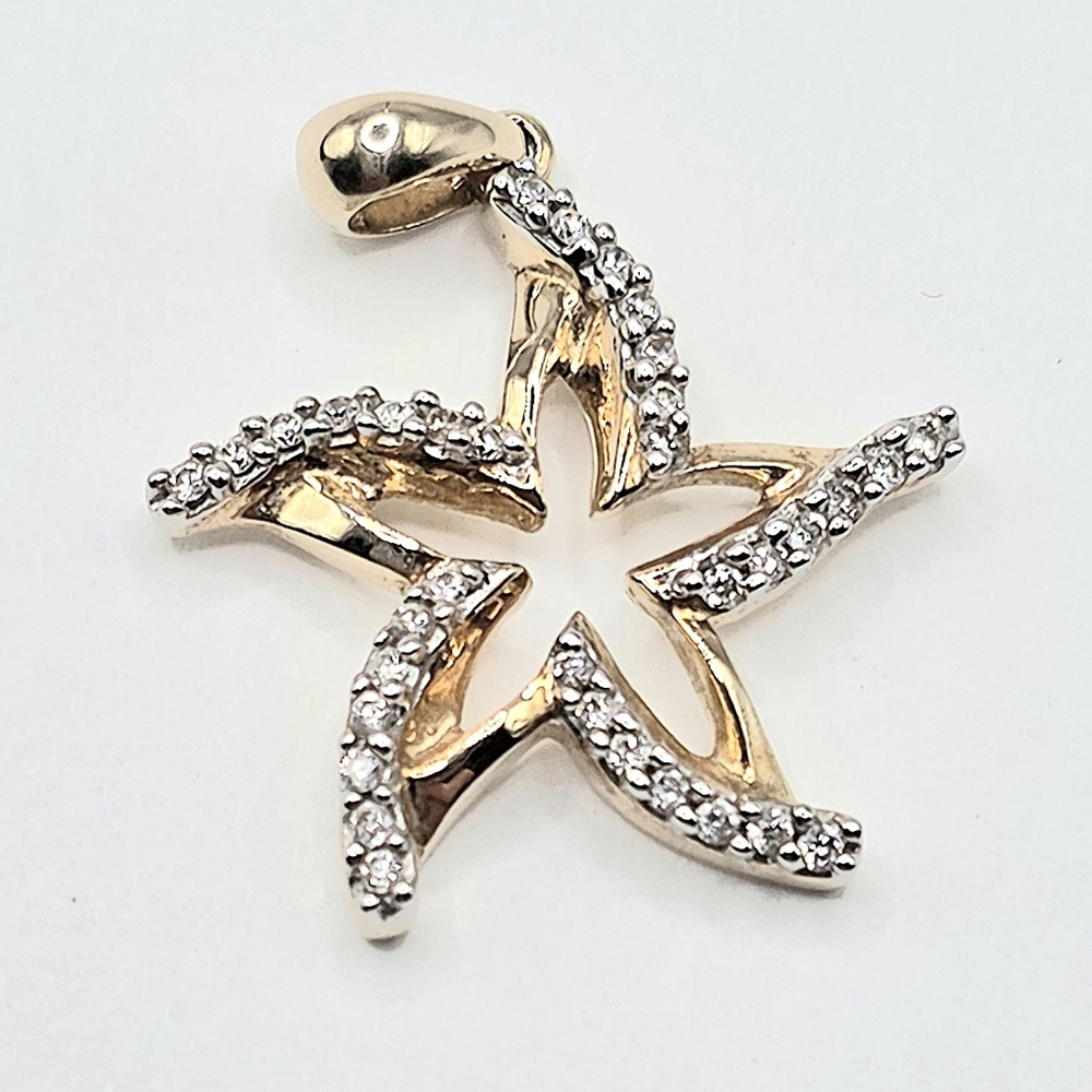 14KYG DIAMOND STARFISH PENDANT/CHARM